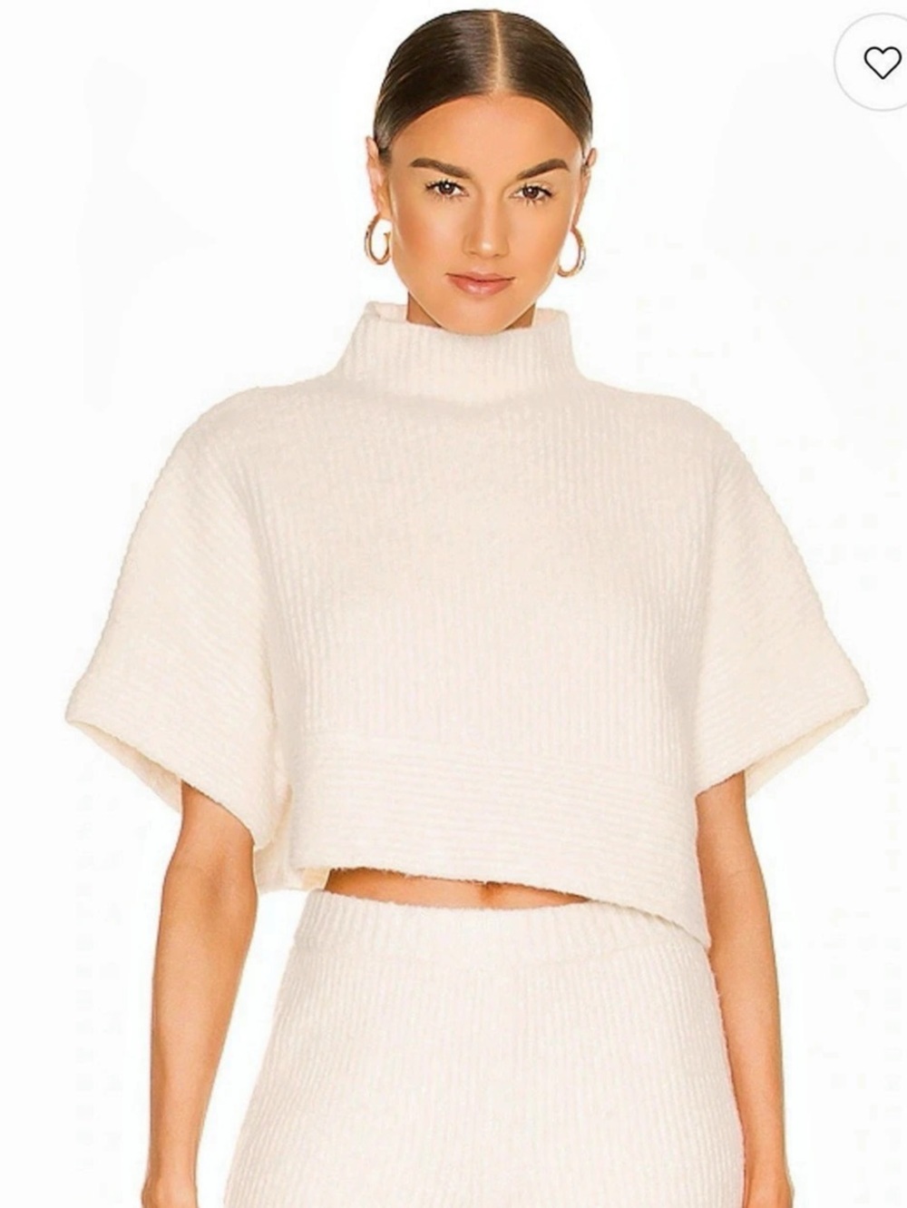 L'Academie Aurelia Mock Neck Knit Top in White Small
